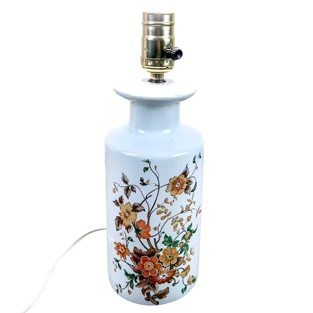 Vintage Tilden-Thurber Porcelain Floral Table Lamp Asian Style‎ Apothecary